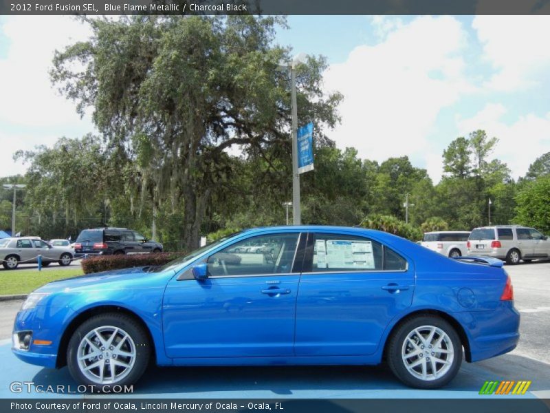 Blue Flame Metallic / Charcoal Black 2012 Ford Fusion SEL