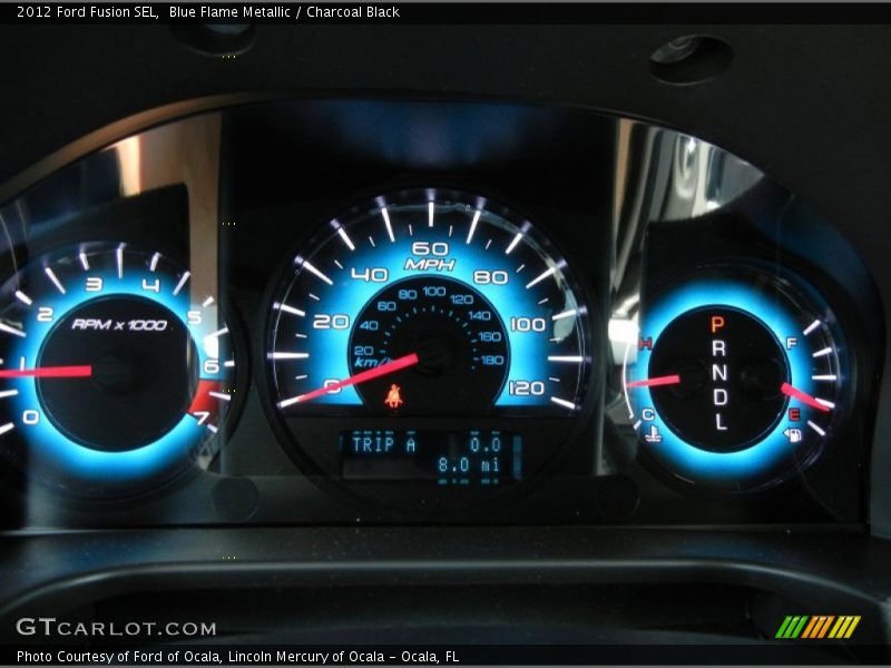 Blue Flame Metallic / Charcoal Black 2012 Ford Fusion SEL