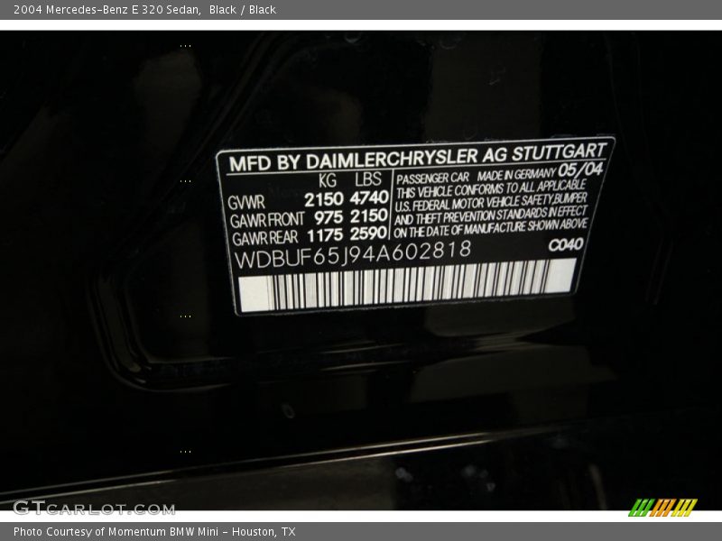 Black / Black 2004 Mercedes-Benz E 320 Sedan