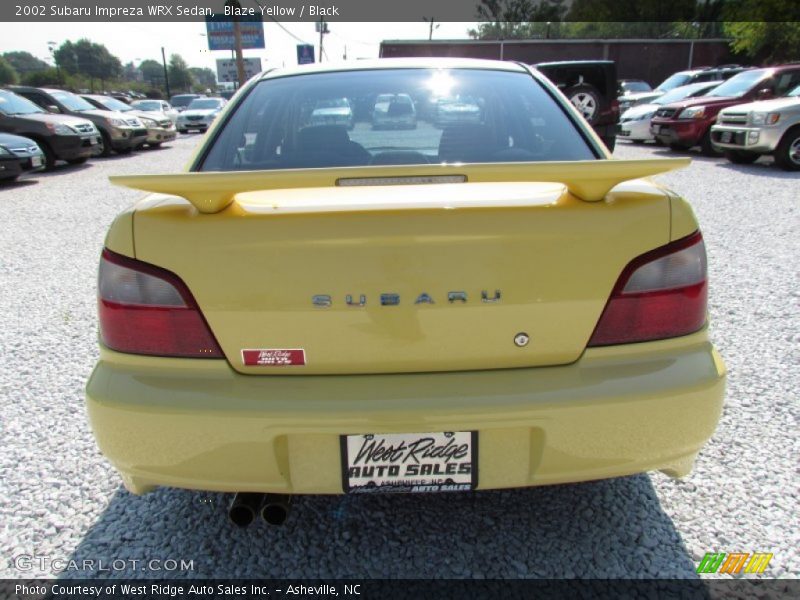 Blaze Yellow / Black 2002 Subaru Impreza WRX Sedan