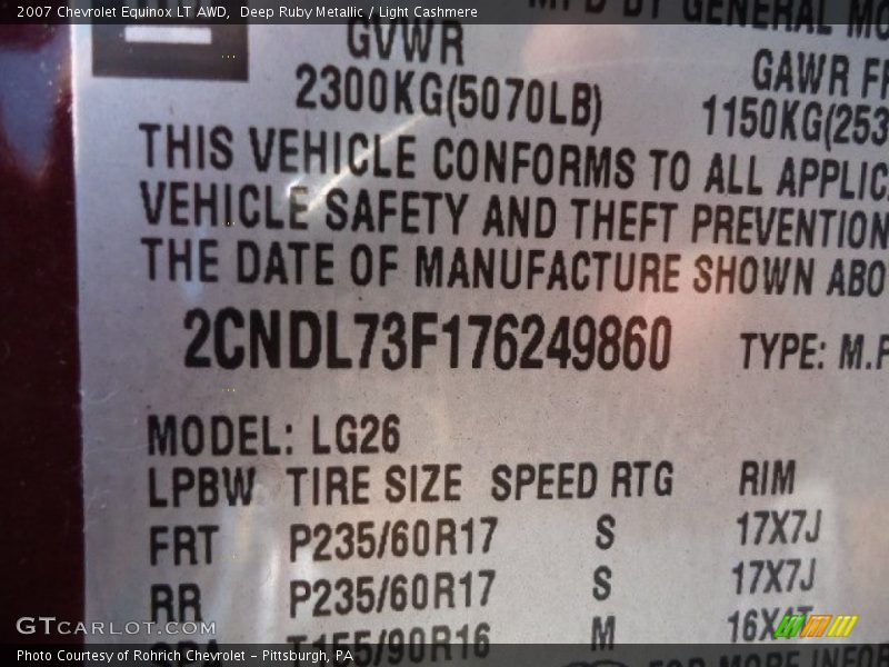 Deep Ruby Metallic / Light Cashmere 2007 Chevrolet Equinox LT AWD