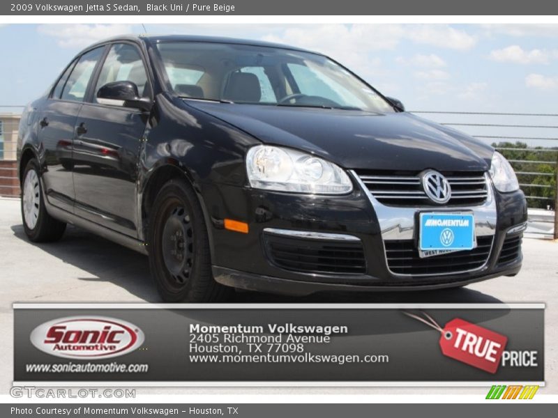 Black Uni / Pure Beige 2009 Volkswagen Jetta S Sedan