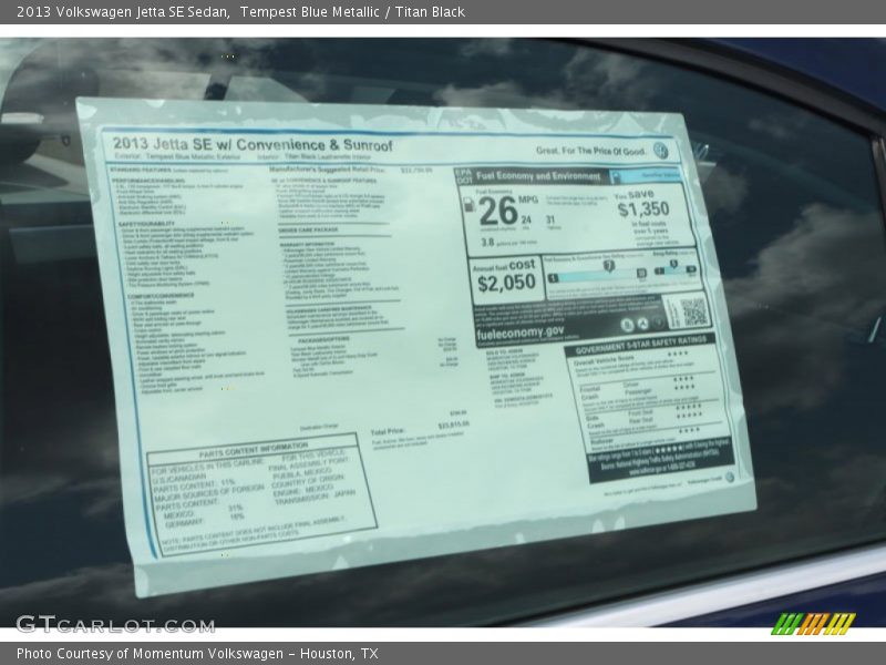 Tempest Blue Metallic / Titan Black 2013 Volkswagen Jetta SE Sedan