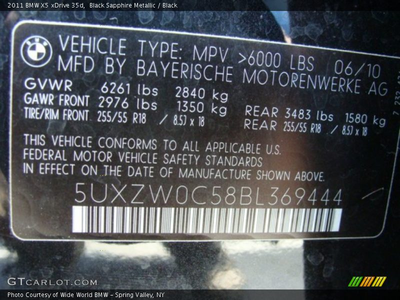 Black Sapphire Metallic / Black 2011 BMW X5 xDrive 35d