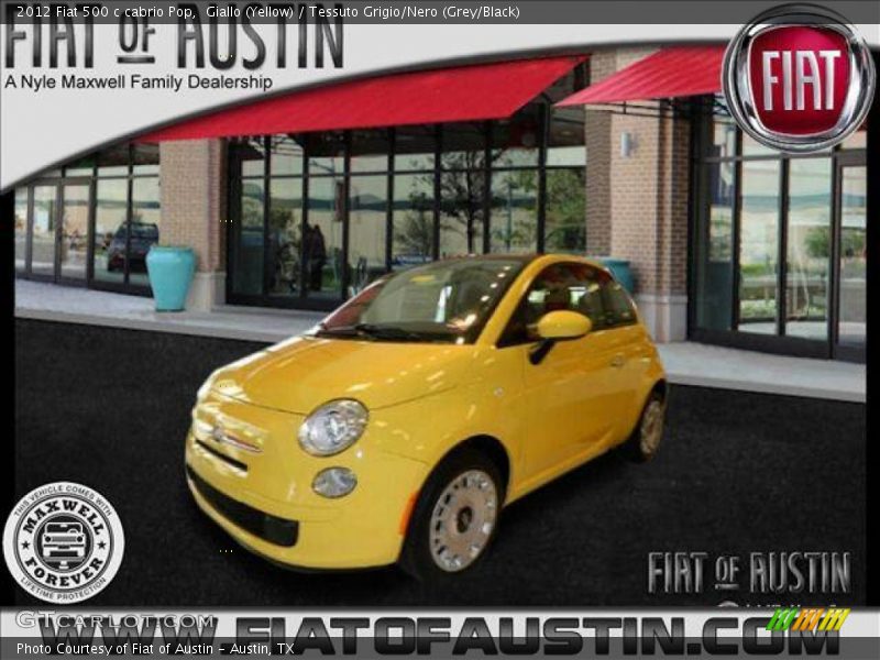 Giallo (Yellow) / Tessuto Grigio/Nero (Grey/Black) 2012 Fiat 500 c cabrio Pop