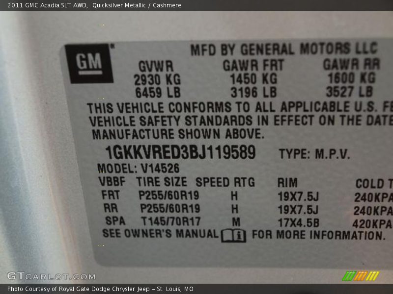 Quicksilver Metallic / Cashmere 2011 GMC Acadia SLT AWD