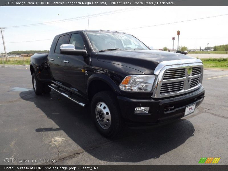 Brilliant Black Crystal Pearl / Dark Slate 2012 Dodge Ram 3500 HD Laramie Longhorn Mega Cab 4x4