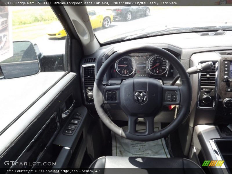 Brilliant Black Crystal Pearl / Dark Slate 2012 Dodge Ram 3500 HD Laramie Longhorn Mega Cab 4x4