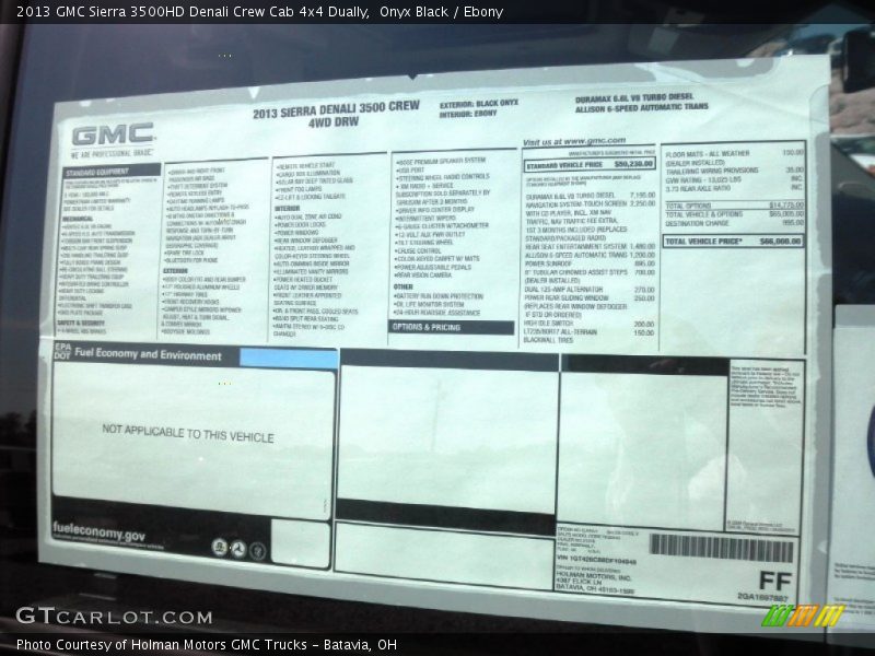  2013 Sierra 3500HD Denali Crew Cab 4x4 Dually Window Sticker
