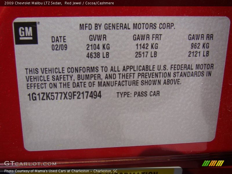 Red Jewel / Cocoa/Cashmere 2009 Chevrolet Malibu LTZ Sedan