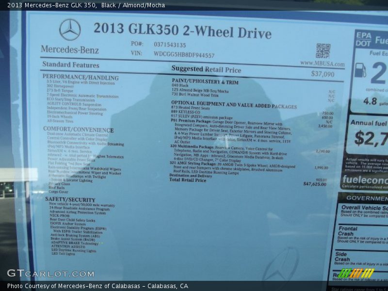  2013 GLK 350 Window Sticker