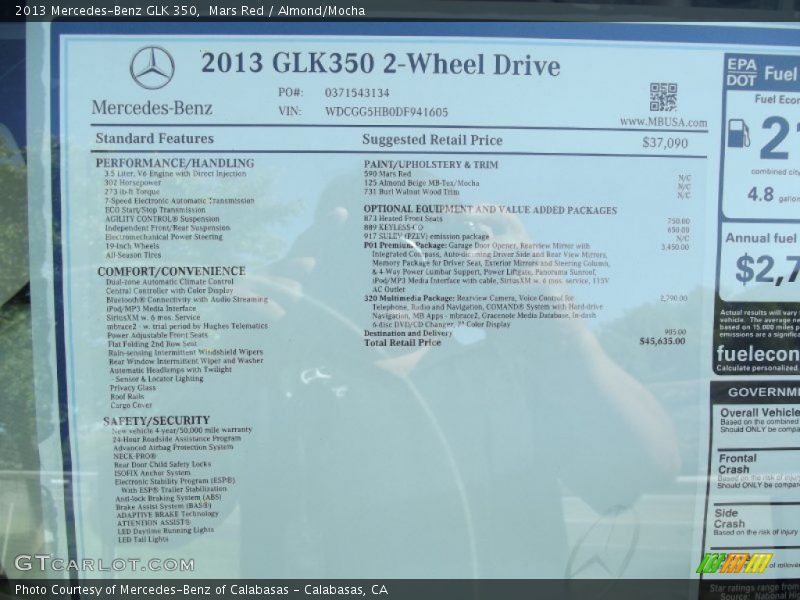 Mars Red / Almond/Mocha 2013 Mercedes-Benz GLK 350