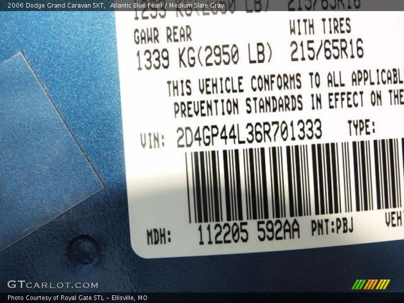 Atlantic Blue Pearl / Medium Slate Gray 2006 Dodge Grand Caravan SXT