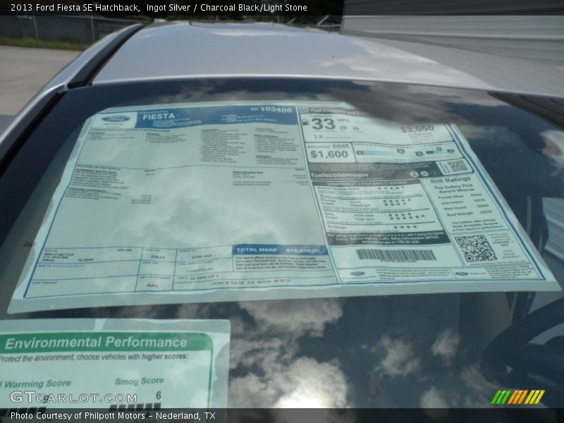  2013 Fiesta SE Hatchback Window Sticker