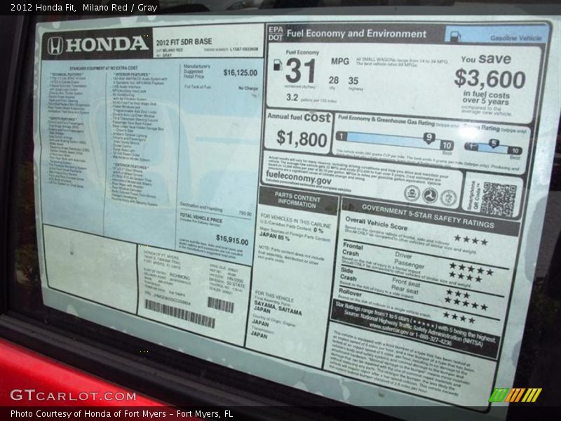Milano Red / Gray 2012 Honda Fit