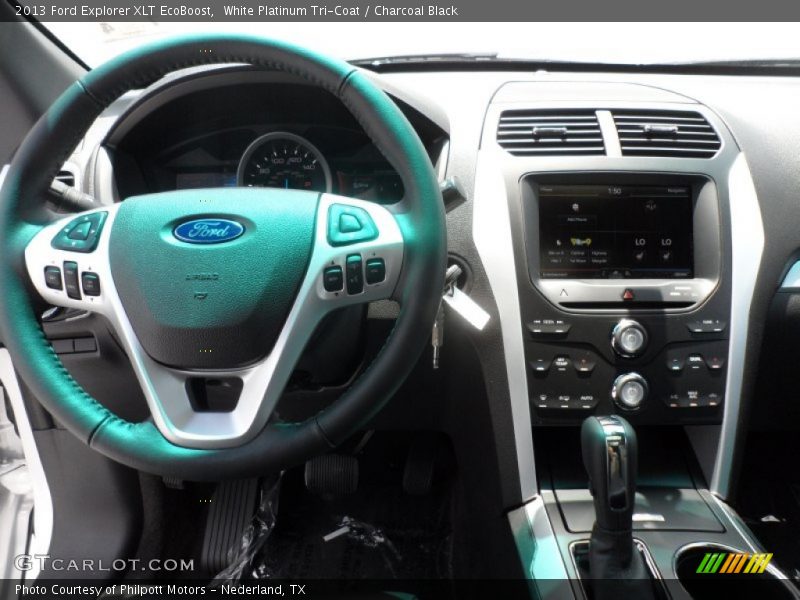 White Platinum Tri-Coat / Charcoal Black 2013 Ford Explorer XLT EcoBoost