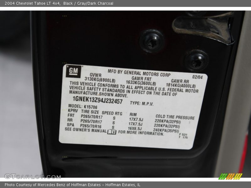 Black / Gray/Dark Charcoal 2004 Chevrolet Tahoe LT 4x4