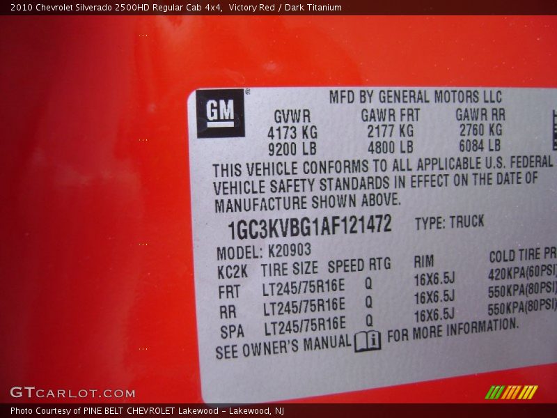 Victory Red / Dark Titanium 2010 Chevrolet Silverado 2500HD Regular Cab 4x4