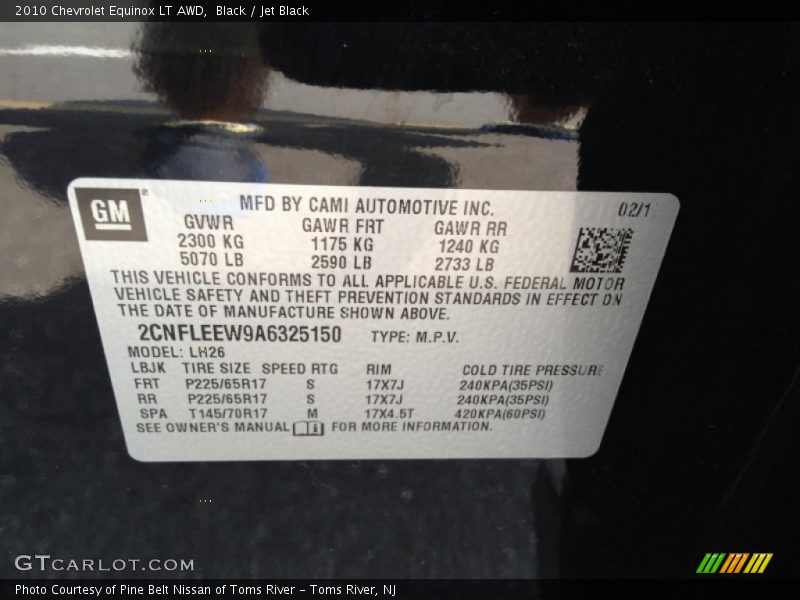 Black / Jet Black 2010 Chevrolet Equinox LT AWD