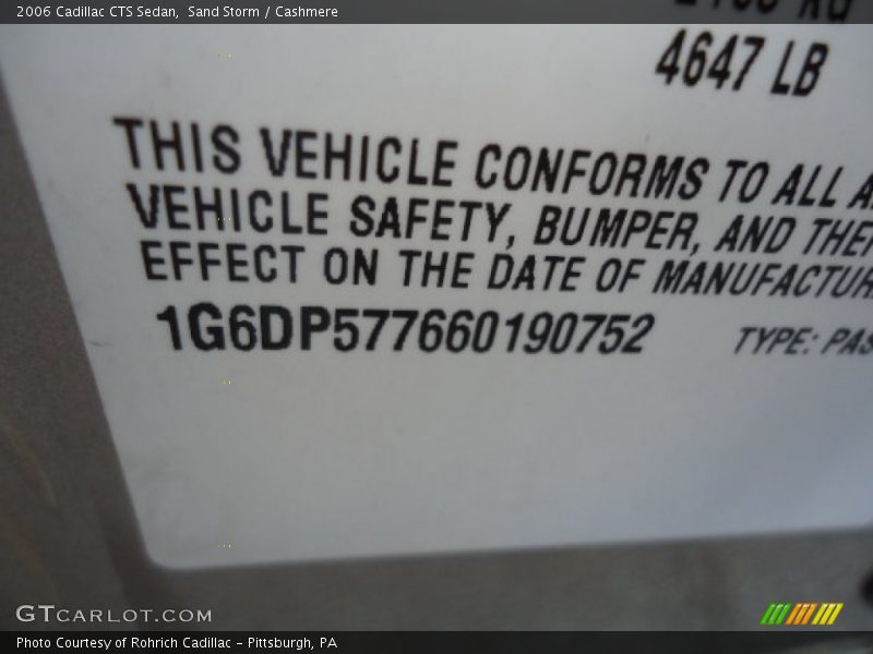 Sand Storm / Cashmere 2006 Cadillac CTS Sedan