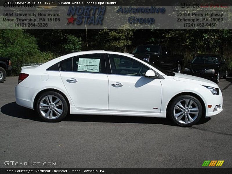 Summit White / Cocoa/Light Neutral 2012 Chevrolet Cruze LTZ/RS