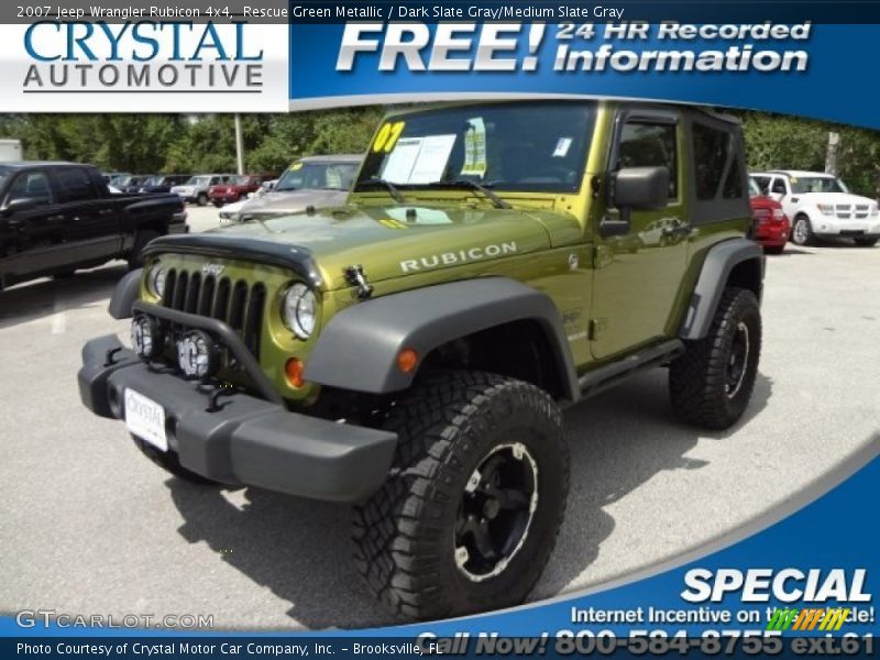 Rescue Green Metallic / Dark Slate Gray/Medium Slate Gray 2007 Jeep Wrangler Rubicon 4x4