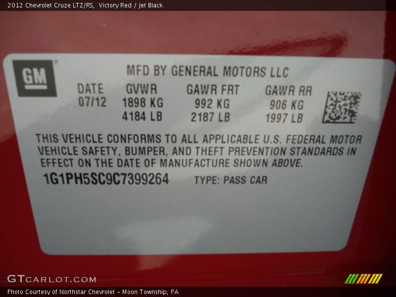 Victory Red / Jet Black 2012 Chevrolet Cruze LTZ/RS