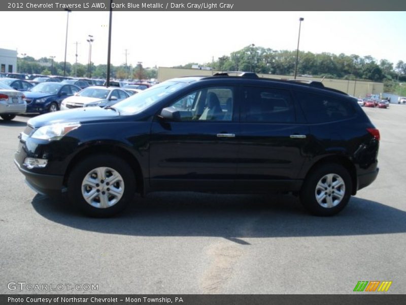 Dark Blue Metallic / Dark Gray/Light Gray 2012 Chevrolet Traverse LS AWD