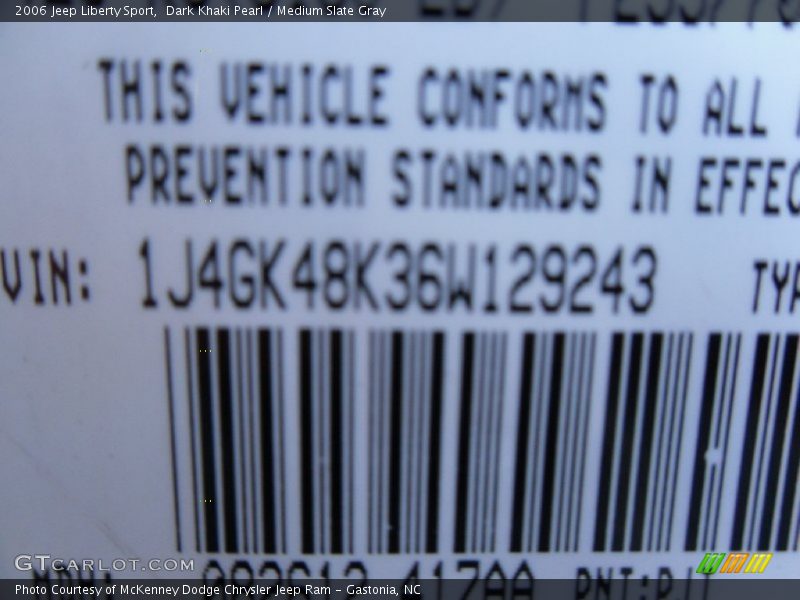 Dark Khaki Pearl / Medium Slate Gray 2006 Jeep Liberty Sport