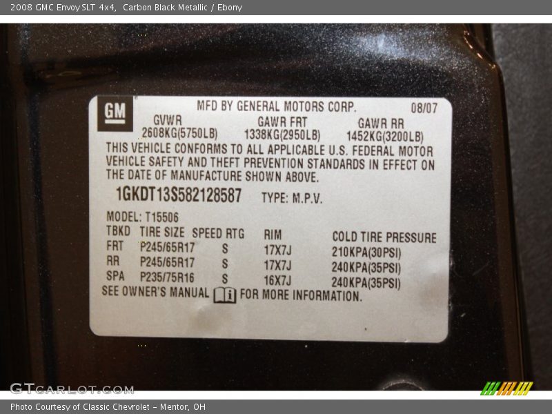 Carbon Black Metallic / Ebony 2008 GMC Envoy SLT 4x4