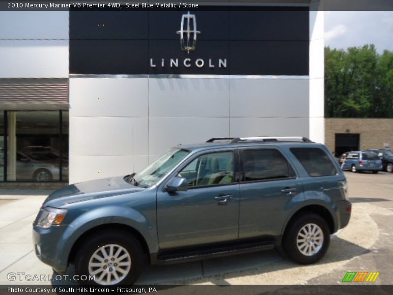 Steel Blue Metallic / Stone 2010 Mercury Mariner V6 Premier 4WD