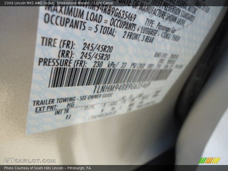 Smokestone Metallic / Light Camel 2009 Lincoln MKS AWD Sedan