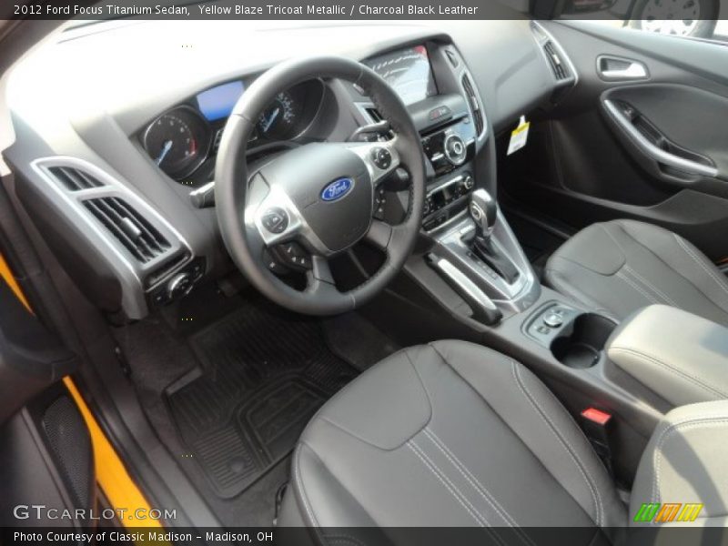 Charcoal Black Leather Interior - 2012 Focus Titanium Sedan 