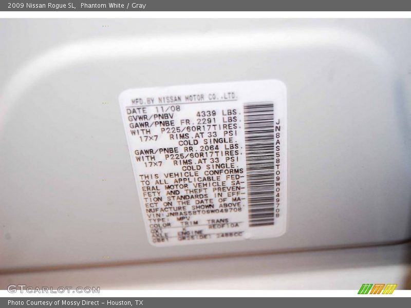 Phantom White / Gray 2009 Nissan Rogue SL