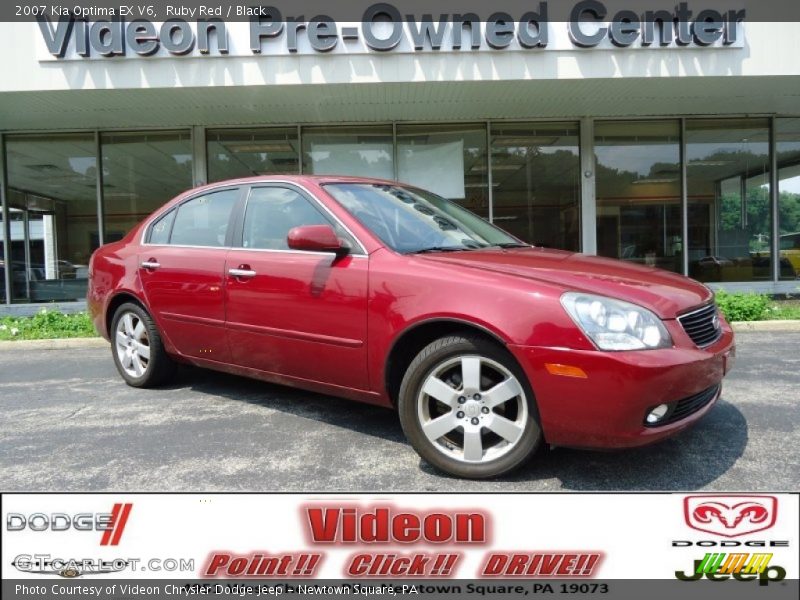 Ruby Red / Black 2007 Kia Optima EX V6
