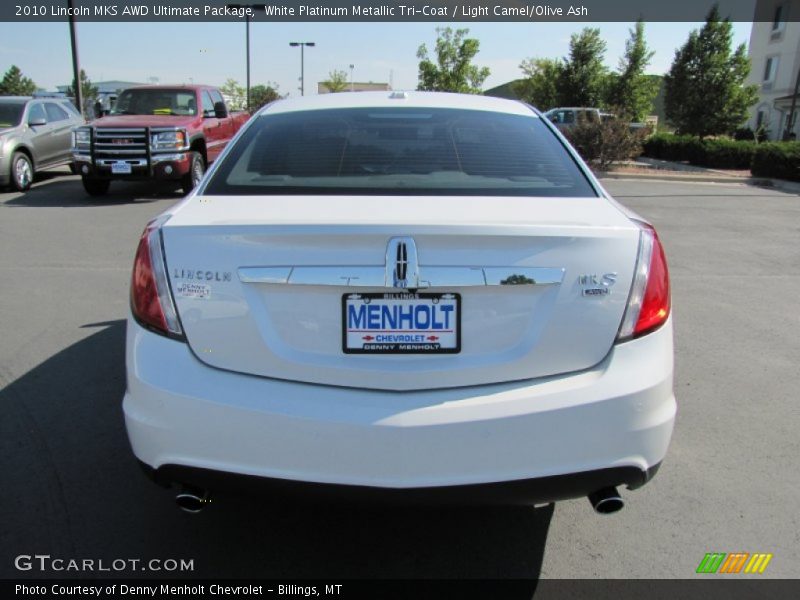 White Platinum Metallic Tri-Coat / Light Camel/Olive Ash 2010 Lincoln MKS AWD Ultimate Package