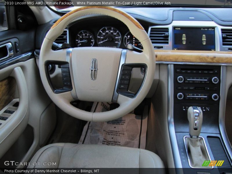 White Platinum Metallic Tri-Coat / Light Camel/Olive Ash 2010 Lincoln MKS AWD Ultimate Package