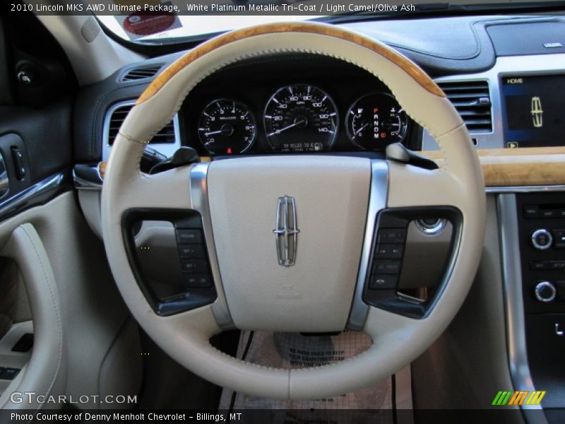 White Platinum Metallic Tri-Coat / Light Camel/Olive Ash 2010 Lincoln MKS AWD Ultimate Package
