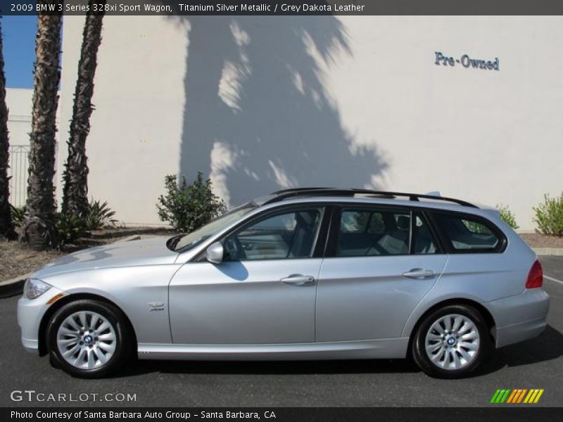 Titanium Silver Metallic / Grey Dakota Leather 2009 BMW 3 Series 328xi Sport Wagon