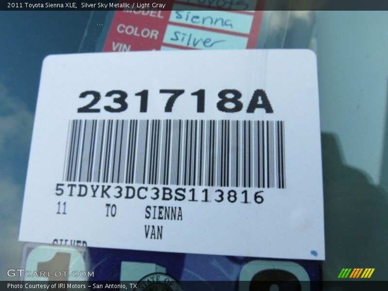 Silver Sky Metallic / Light Gray 2011 Toyota Sienna XLE