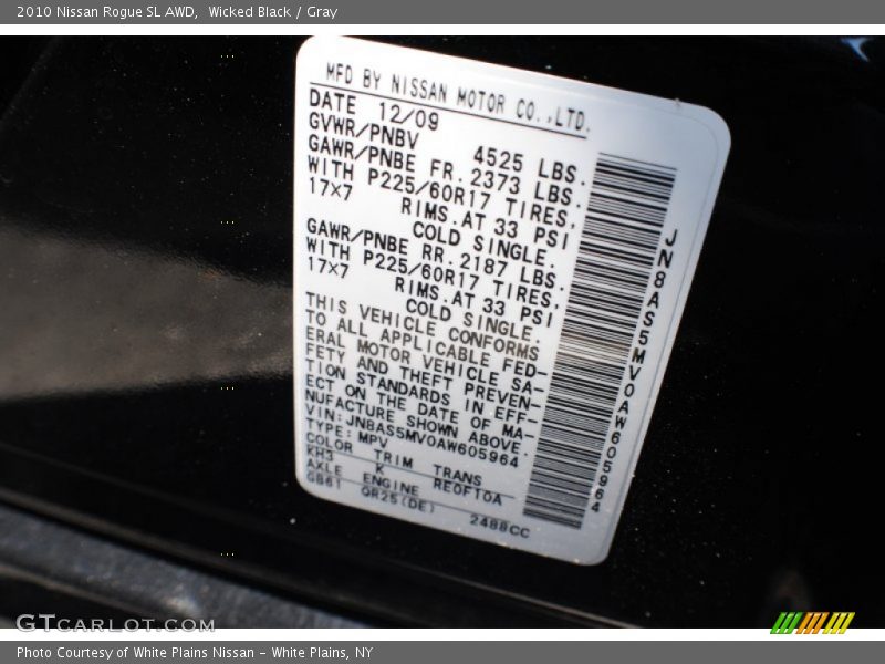 Wicked Black / Gray 2010 Nissan Rogue SL AWD