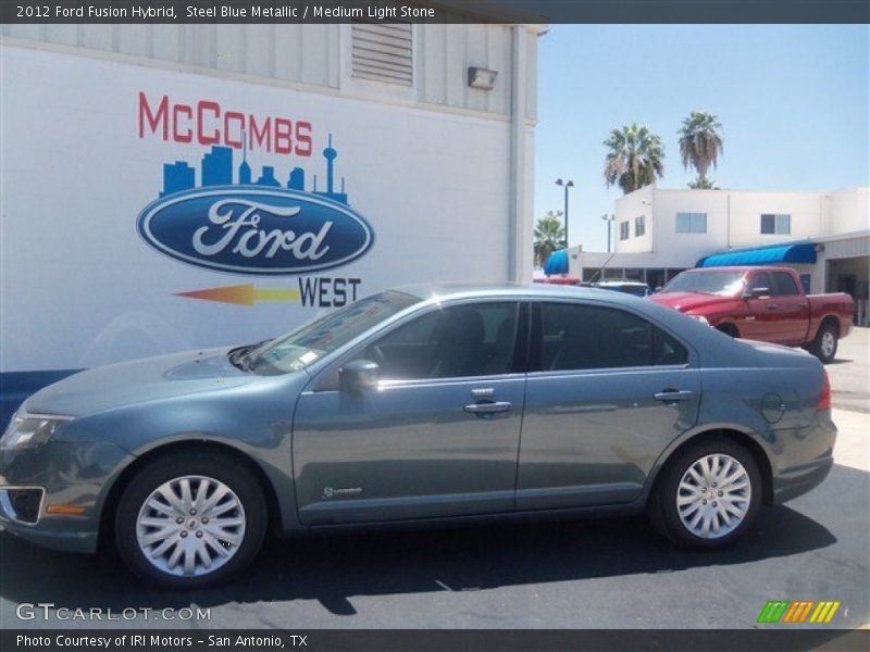 Steel Blue Metallic / Medium Light Stone 2012 Ford Fusion Hybrid