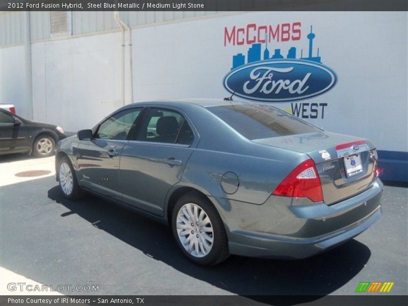 Steel Blue Metallic / Medium Light Stone 2012 Ford Fusion Hybrid