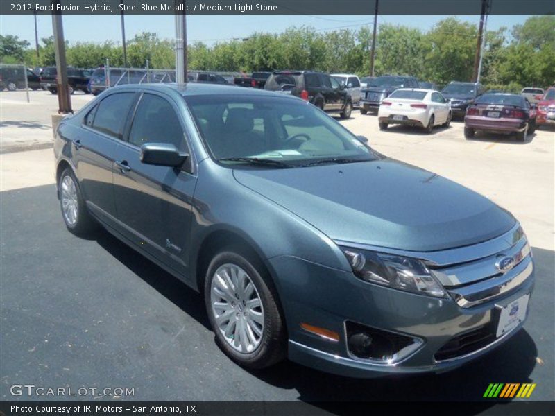 Steel Blue Metallic / Medium Light Stone 2012 Ford Fusion Hybrid