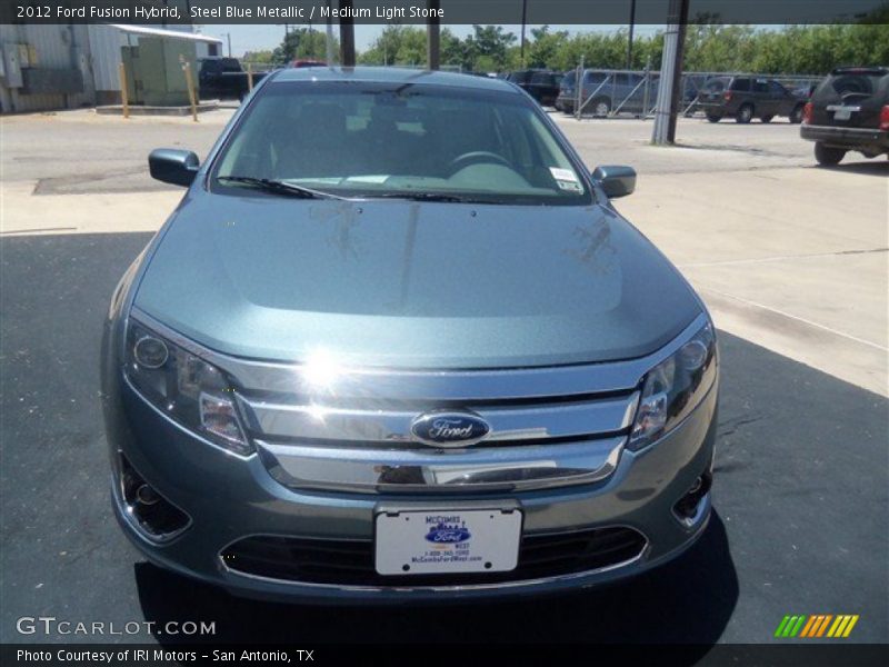 Steel Blue Metallic / Medium Light Stone 2012 Ford Fusion Hybrid