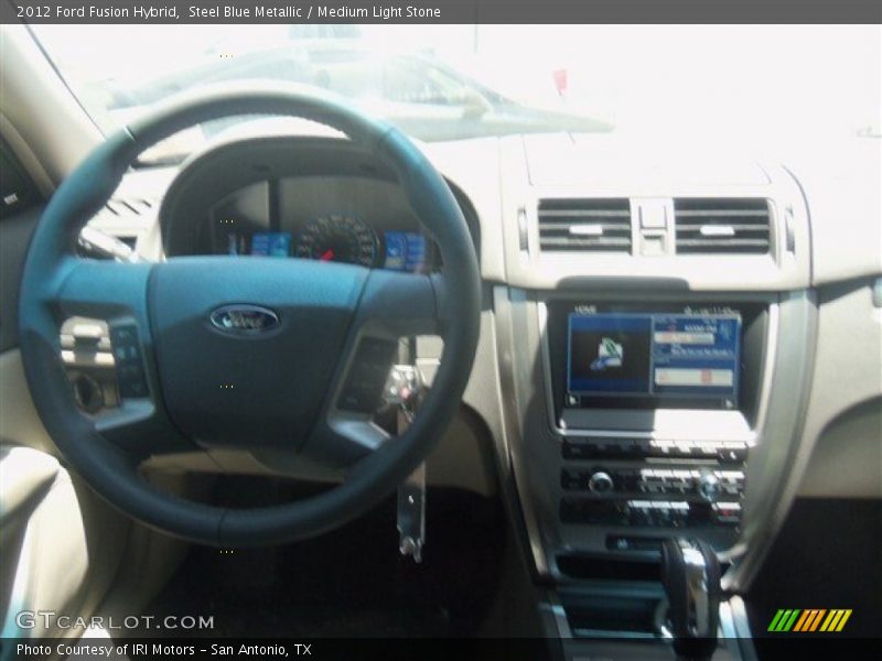 Steel Blue Metallic / Medium Light Stone 2012 Ford Fusion Hybrid