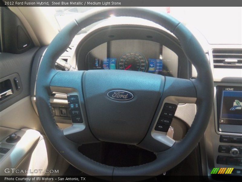 Steel Blue Metallic / Medium Light Stone 2012 Ford Fusion Hybrid