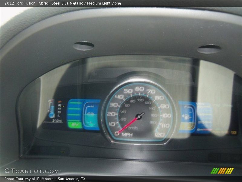 Steel Blue Metallic / Medium Light Stone 2012 Ford Fusion Hybrid