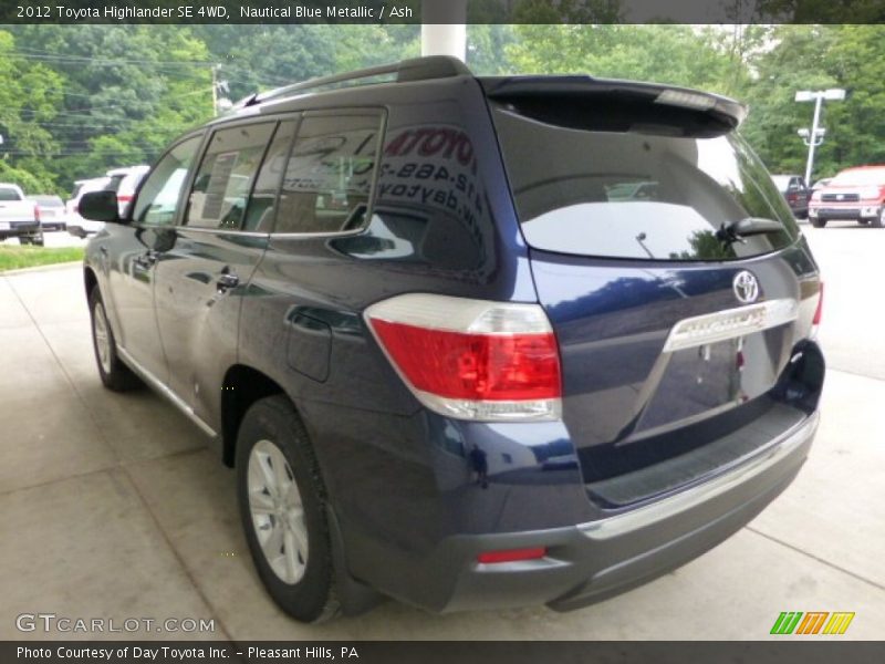 Nautical Blue Metallic / Ash 2012 Toyota Highlander SE 4WD