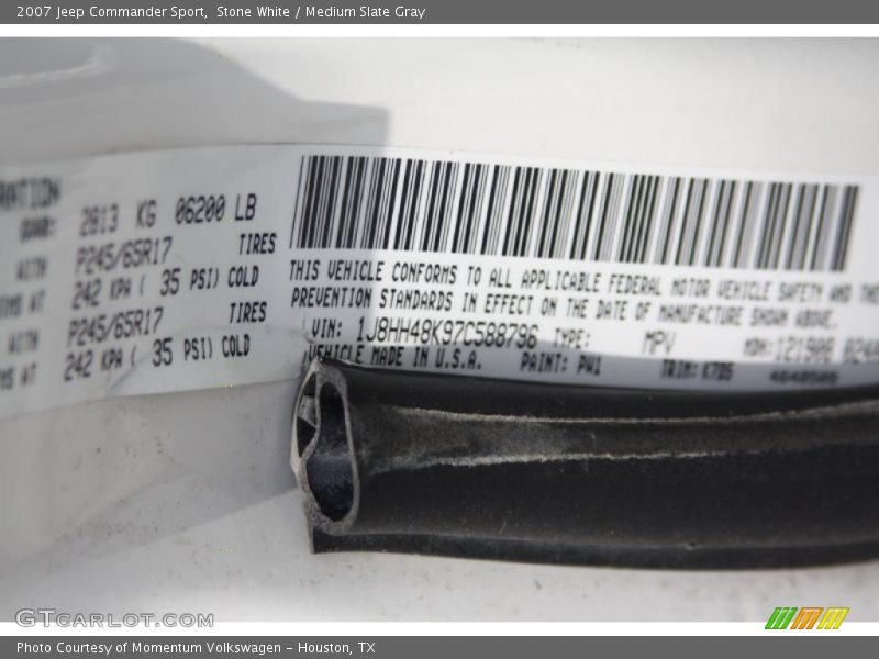 2007 Commander Sport Stone White Color Code PW1